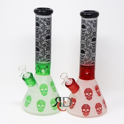 WATER PIPE 7MM BEAKER FROSTED SKULL THEME WP3594 1CT